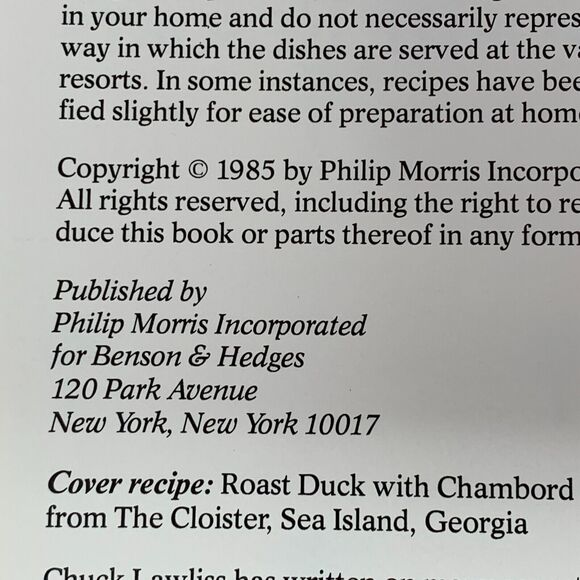 Vintage 80s Recipes From Americas Resorts Cookbook Benson and Hedges Cigarettes - Picture 4 of 6